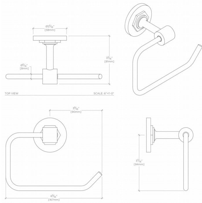 Waterworks Henry Wall Mounted Swing Arm Paper Holder in Nickel