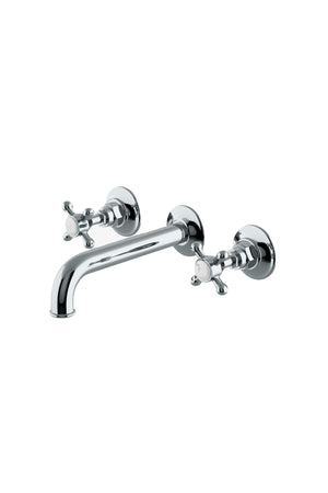 Waterworks Highgate Wall Mounted Lavatory Faucet with Cross Handles in Chrome