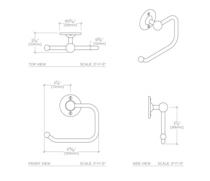 Waterworks Highgate Wall Mounted Swing Arm Paper Holder in Nickel