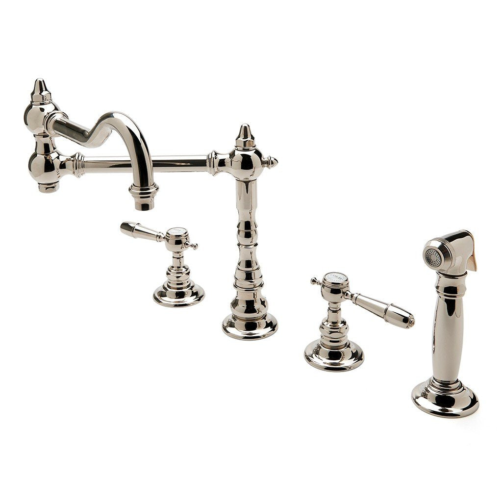 Waterworks Julia Three Hole Articulated Kitchen Faucet, Metal Lever Ha