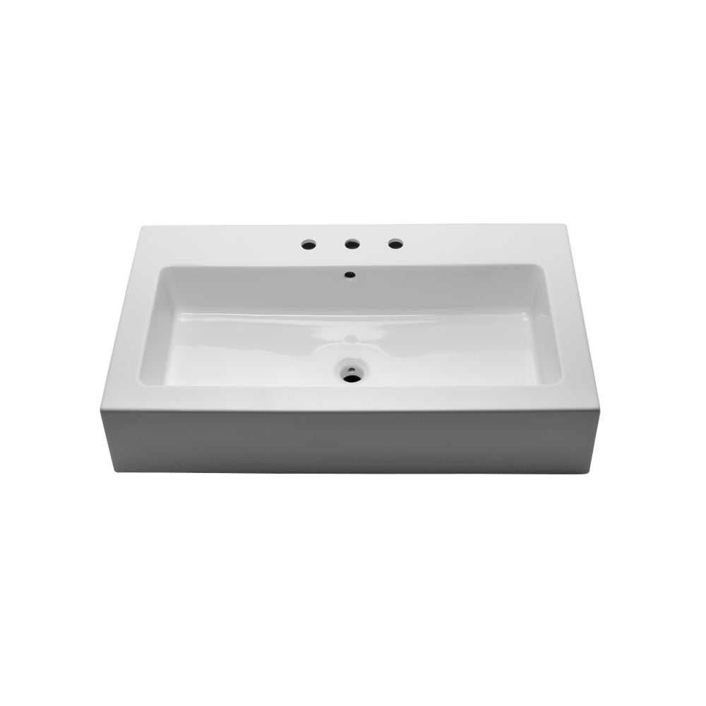 Waterworks Larsen Rectangular Porcelain Lavatory Sink (0 Hole) Double Glazed 39 9/16" x 18 1/2" x 6" in White