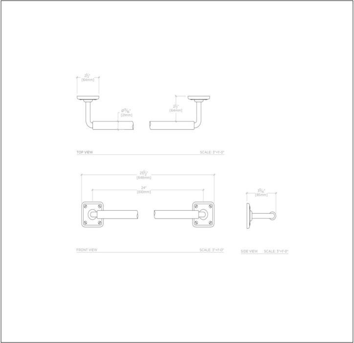 Waterworks Ludlow 24" Single Towel Bar in Nickel