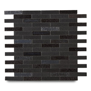 Waterworks Magma Brick 1/2" x 2 3/4" Mosaic in Nightwatch / Midnight Matte Blend For Sale Online
