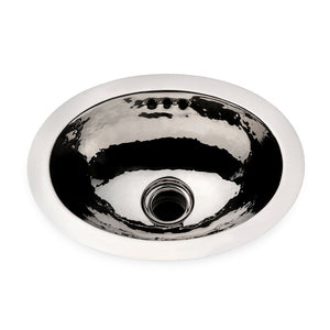 Normandy Drop In or Undermount Oval Hammered Copper Lavatory Sink 13 3/16" x 10 7/16" x 5 11/16" in Nickel