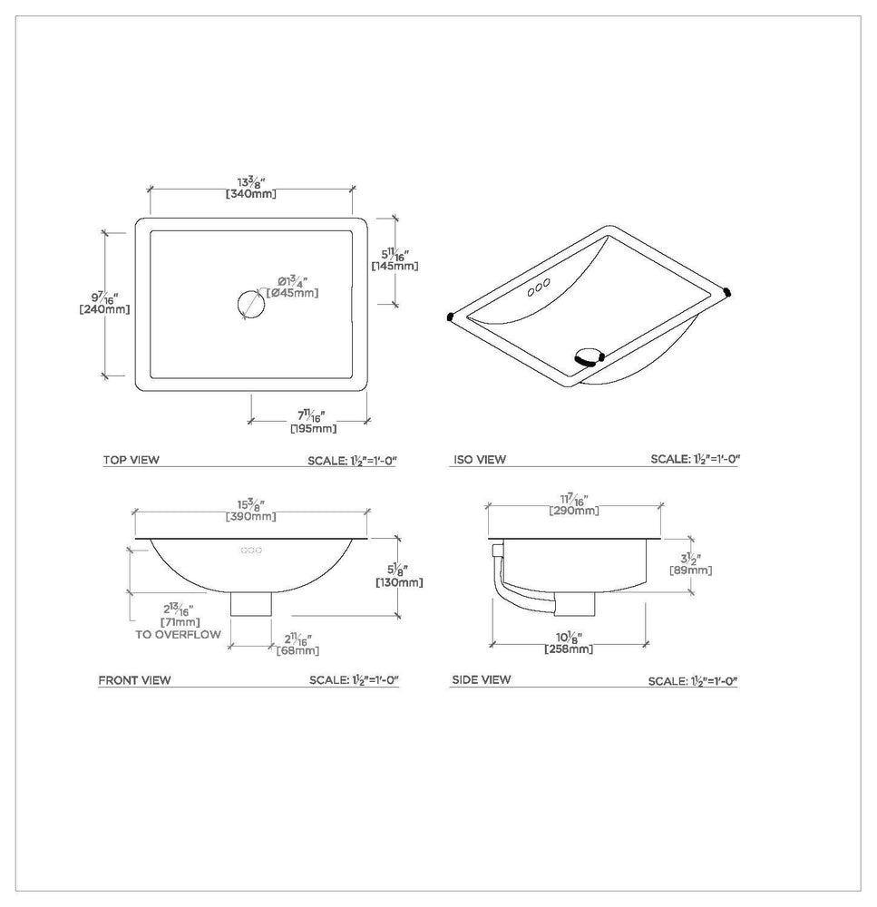 Waterworks Normandy Drop In or Undermount Rectangular Hammered Copper Lavatory Sink in Matte Nickel