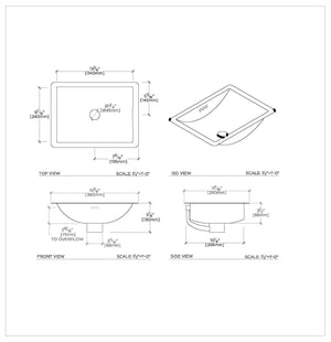 Waterworks Normandy Drop In or Undermount Rectangular Hammered Copper Lavatory Sink in Matte Nickel