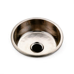 Waterworks Normandy 17 11/16" x 17 11/16" x 6 1/2" Hammered Copper Round Kitchen Sink with Center Drain in Antique Brass