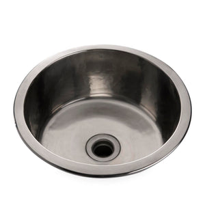 Waterworks Normandy Hammered Copper Round Bar Sink with Center Drain in Chrome For Sale Online