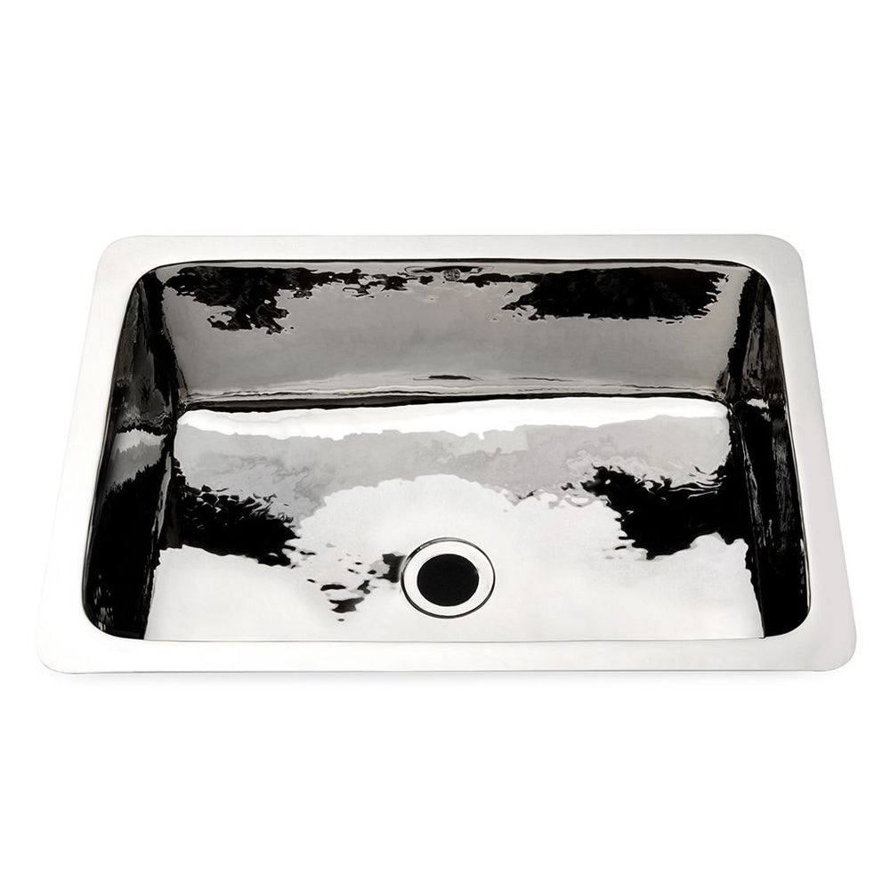 Waterworks Normandy 14 15/16" x 11 7/16" x 5 11/16" Hammered Copper Bar Sink with Center Drain in Chrome
