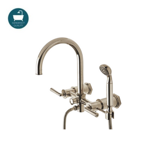 Waterworks Henry Exposed Wall Mounted Tub Filler with Handshower in Nickel