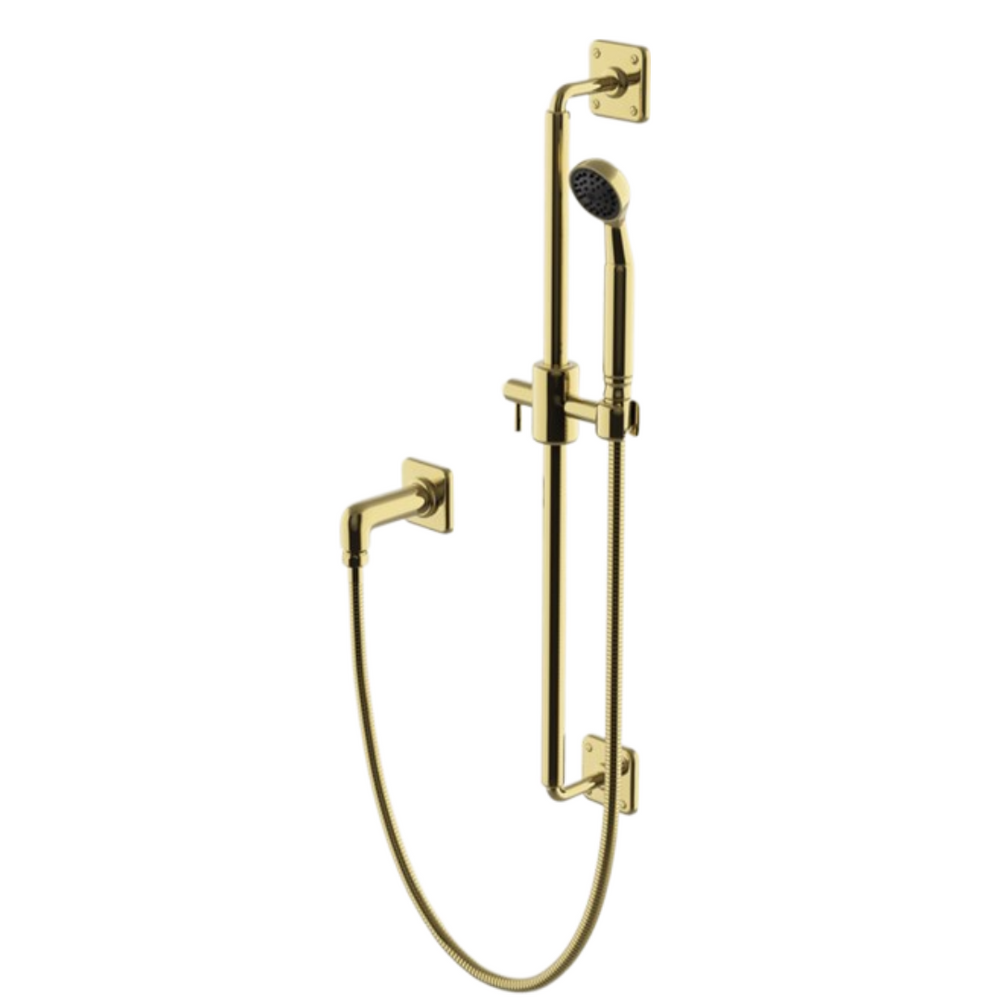Waterworks Ludlow Handshower on Bar in Unlacquered Brass