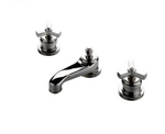 Waterworks Aero Low Profile Three Hole Deck Mounted Lavatory Faucet with Metal Cross Handles in Burnished Nickel