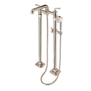 Waterworks RW Atlas Exposed Floor Mounted Tub Filler with Handshower in Nickel