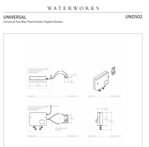 Waterworks Universal Two Way Thermostatic Digital Shower in Unlacquered Brass