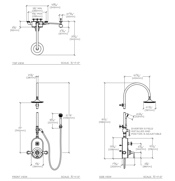 Waterworks Dash Exposed Thermostatic Shower System with 8" Shower Head, Handshower, and Diverter in Matte Nickel