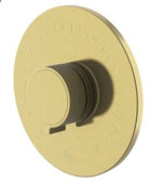 Waterworks Bond Solo Series Round Thermostatic Control Valve Trim with Knob Handle in Burnished Brass