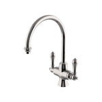 Waterworks Calais One Hole Gooseneck Kitchen Faucet, Metal Lever Handles in Nickel