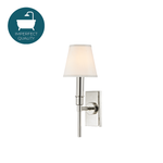 Waterworks Dewey Wall Mounted Sconce in Nickel with Fabric Shade in Nickel