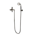 Waterworks Easton Classic Handshower with Diverter and White Porcelain Lever Handle in Brass