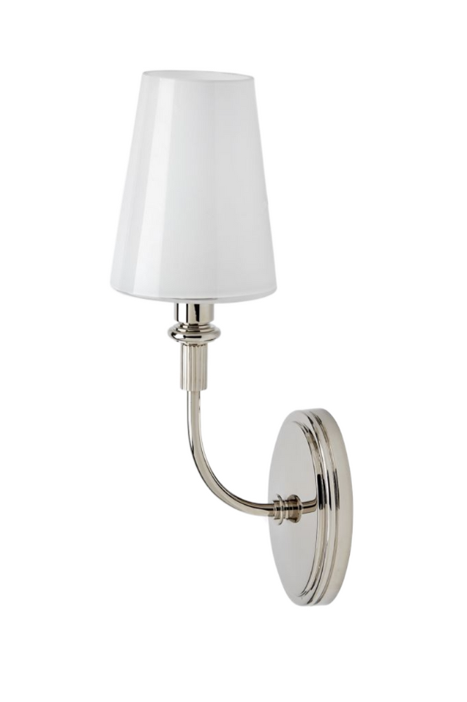 Waterworks Foro Wall Mounted Single Sconce with Glass Shade in Nickel