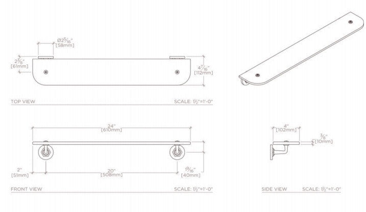 Waterworks Henry Single Tier Shelf in Matte Nickel