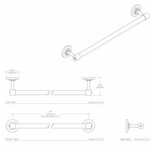 Waterworks Henry 18" Single Metal Towel Bar in Brass