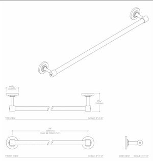 Waterworks Henry 24" Single Metal Towel Bar in Burnished Brass