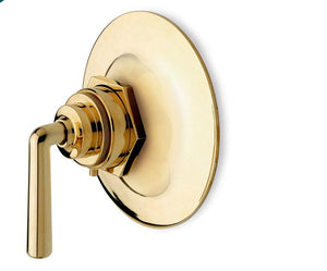 Waterworks Henry Thermostatic Control Valve Trim with Metal Lever Handle in Unlacquered Brass