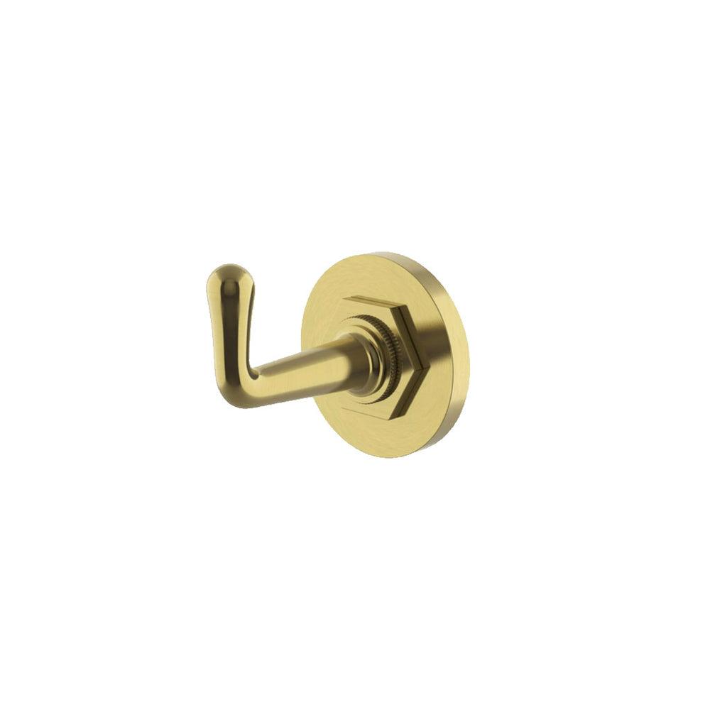 Waterworks Henry Single Robe Hook in Burnished Brass