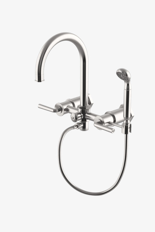 Waterworks Henry Exposed Wall Mounted Tub Filler with Handshower in Matte Nickel