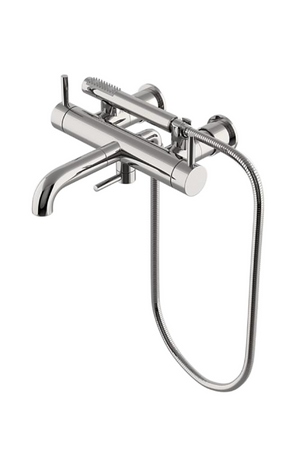 Waterworks Flyte Exposed Wall Mounted Tub Filler with Handshower and Metal Lever Handles in Chrome