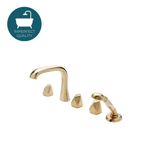 Waterworks Isla High Profile Concealed Tub Filler with Handshower in Burnished Brass