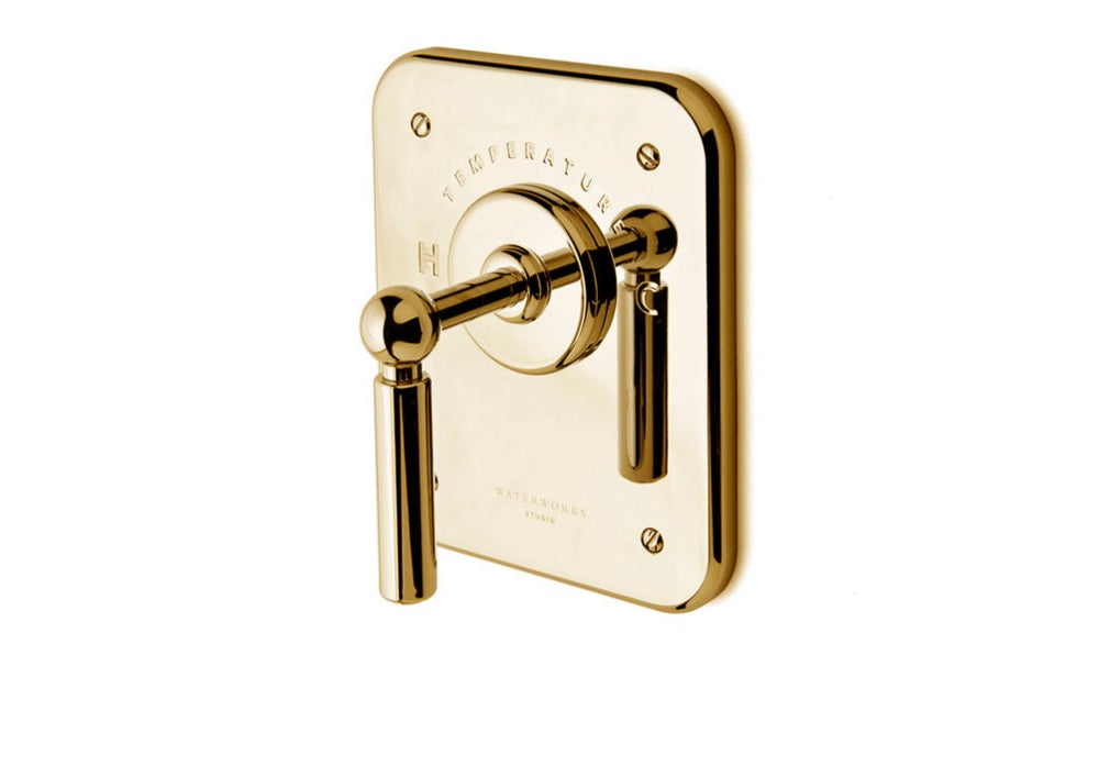 Waterworks Ludlow Thermostatic Control Valve Trim in Unlacquered Brass