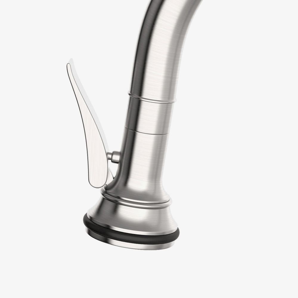 Waterworks Henry One Hole Gooseneck Kitchen Faucet with Pull-Down Spray in Matte Nickel