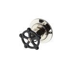 Waterworks Regulator Two Way Thermostatic Diverter Valve Trim with Black Wheel Handle in Chrome