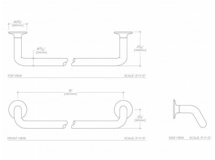 Waterworks .25 18" Towel Bar in Antique Brass