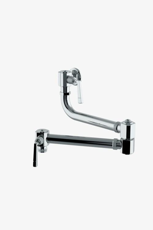 Waterworks RW Atlas Wall Mounted Articulated Pot Filler, Metal Lever Handles in Chrome