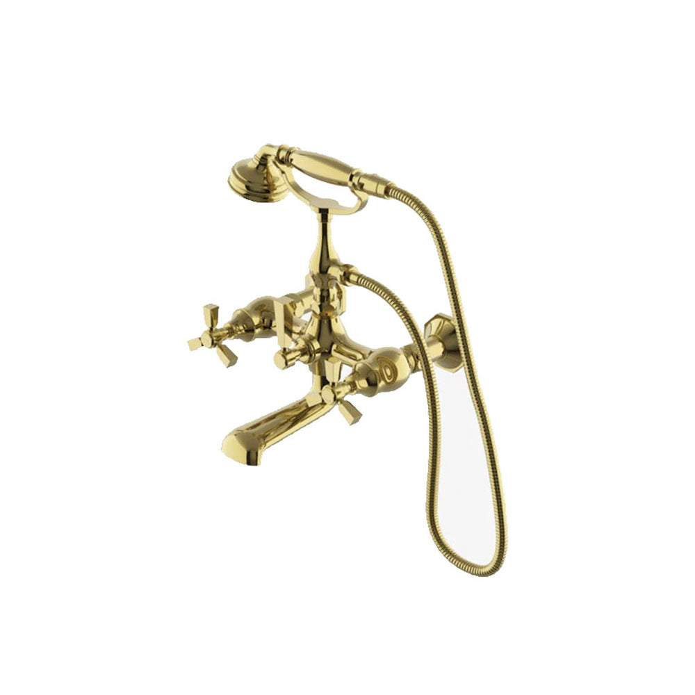 Waterworks Roadster Exposed Tub Faucet with Handshower in Unlacquered Brass