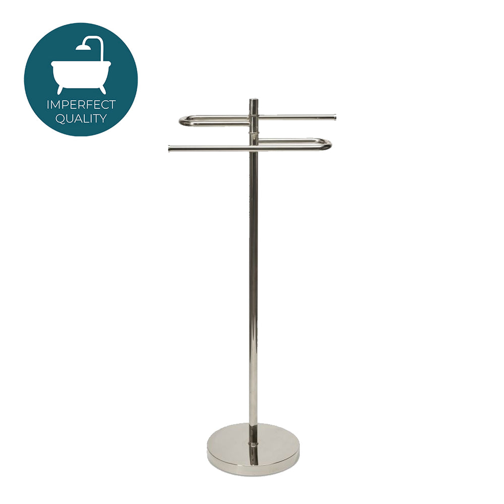 Waterworks Essentials Freestanding Towel Rack in Nickel