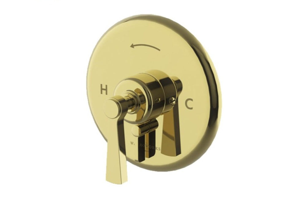 Waterworks Transit Pressure Balance with Diverter Trim in Antique Brass