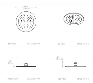 Waterworks Universal Round Flat 9 1/2" Shower Head in Chrome
